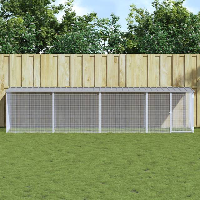 Jenkinsburg Chicken Coop with Wire Mesh - Light Grey (90cm H x 403cm W x 98cm D)