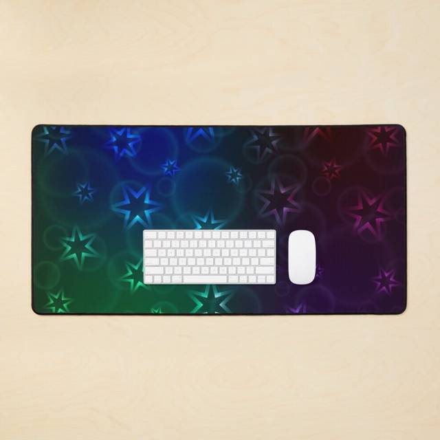 Desk Mat glowing stars Pattern with bubbles Large Gaming Mouse Pad 35x16 inch
