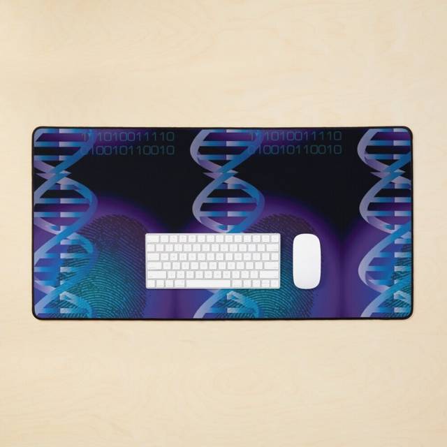 Desk Mat CSI DNA Crime Scene Fingerprint Cool Modern Graphic Illustration Large Gaming Mouse Pad 35x16 inch