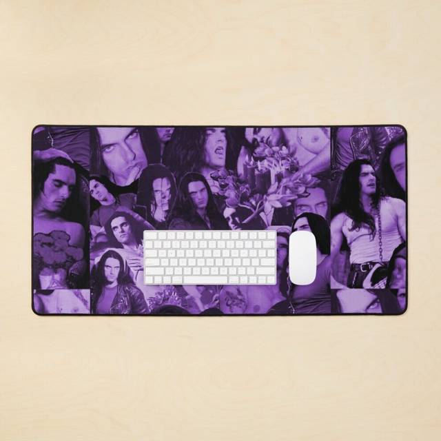 Desk Mat Purple Peter Steele Dark Goth Collage  Large Gaming Mouse Pad 35x16 inch