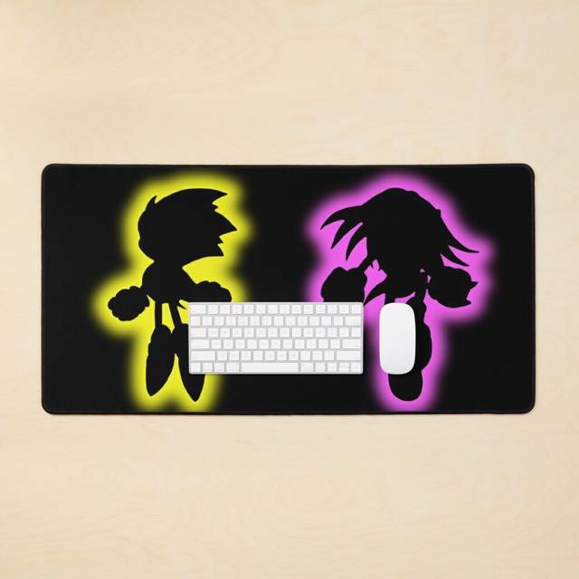 Desk Mat Super Sonic Hyper Knuckles glow Large Gaming Mouse Pad 35x16 inch