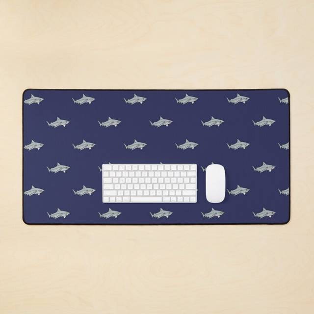 Desk Mat Bull shark Large Gaming Mouse Pad 35x16 inch