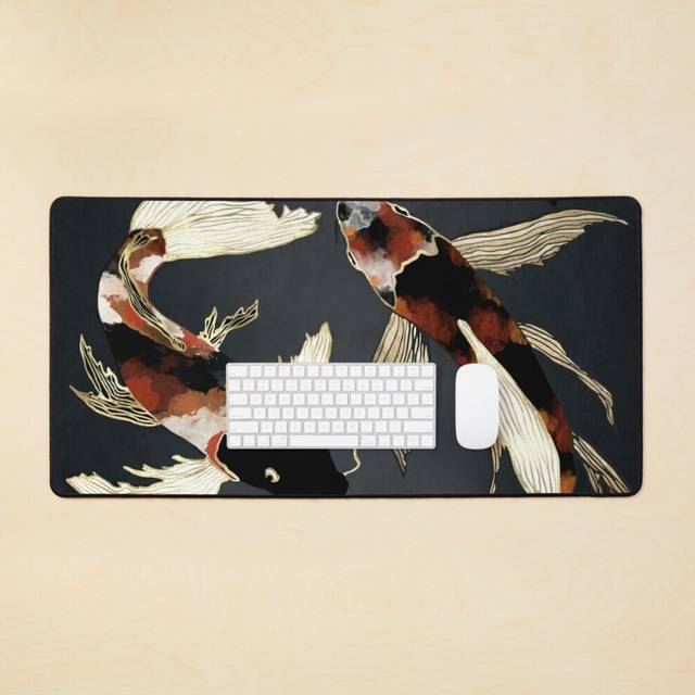 Desk Mat Metallic Koi IV Large Gaming Mouse Pad 35x16 inch