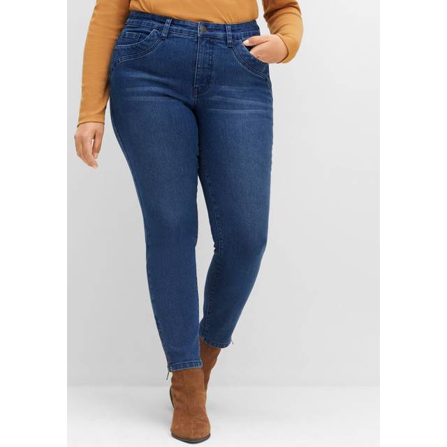 Sheego Zip Hem Ankle Length Skinny Jeans - Blue