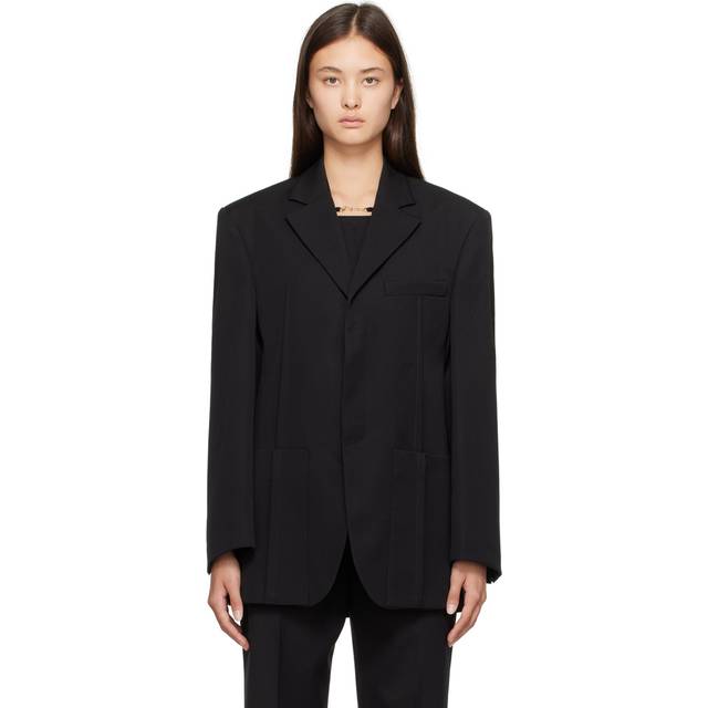 Jacquemus Womens Black La Veste D&#39;homme Notch-lapel Single-breasted Wool Blazer 10 - BLACK