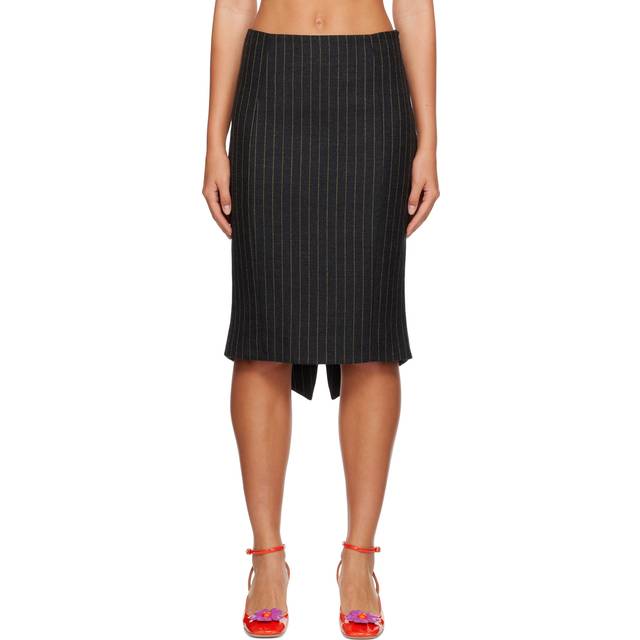Moschino Gray Pinstripe Midiskirt - J1490 F Grey - IT 38