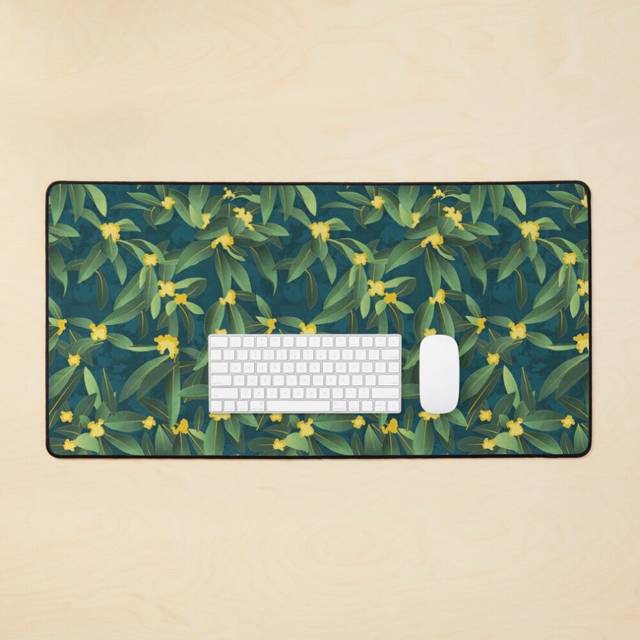 Desk Mat Loquat medlar tree in Autumn I Large Gaming Mouse Pad 35x16 inch