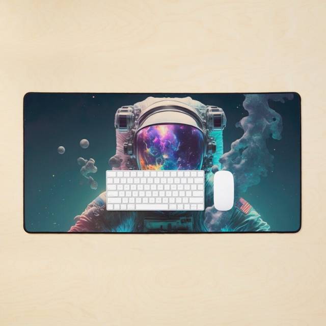 Desk Mat Astronaut Floating Through Space Large Gaming Mouse Pad 35x16 inch