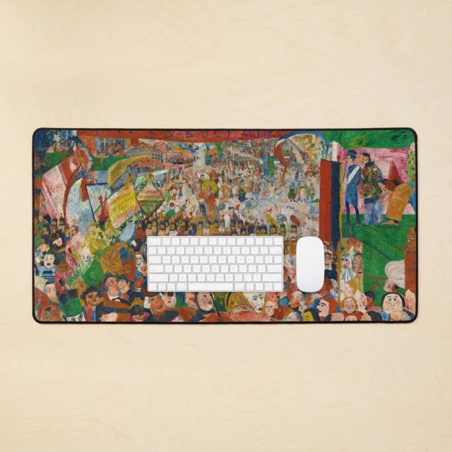 Desk Mat Christ's Entry Into Brussels in 1889 by James Ensor (1888) Large Gaming Mouse Pad 35x16 inch