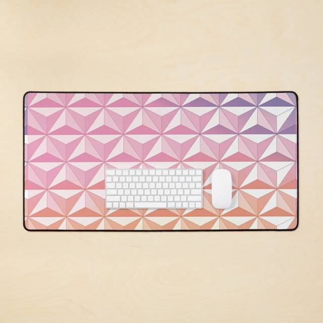 Desk Mat Geodesic Sphere, Pink Large Gaming Mouse Pad 35x16 inch