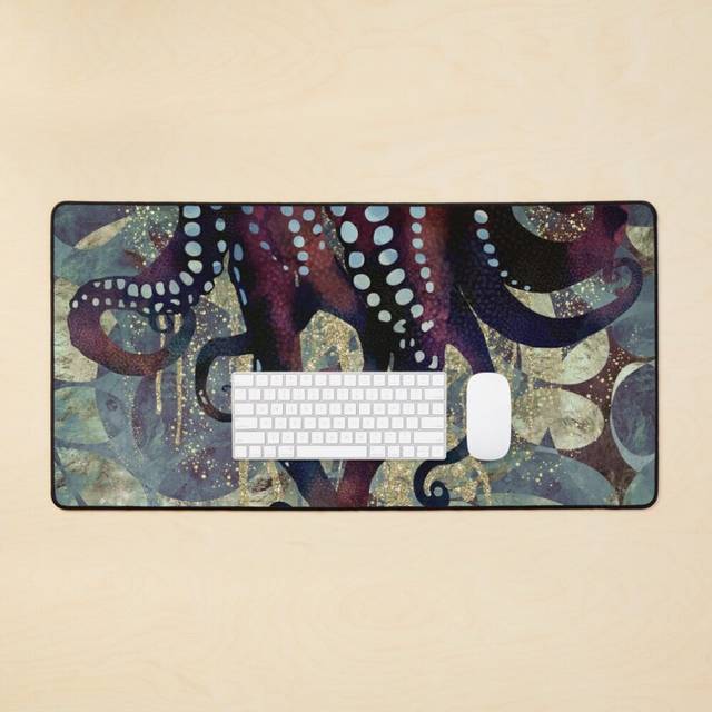 Desk Mat Metallic Ocean II Large Gaming Mouse Pad 35x16 inch