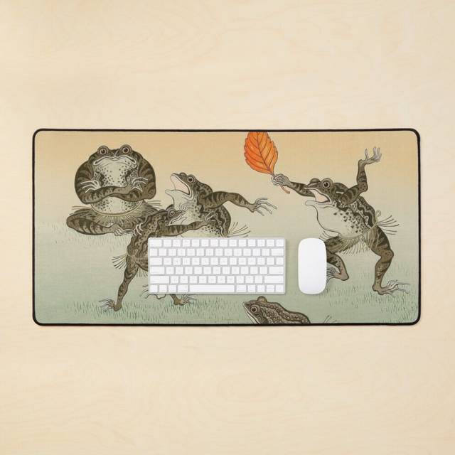 Desk Mat Frog Sumo - Ohara Koson Large Gaming Mouse Pad 35x16 inch