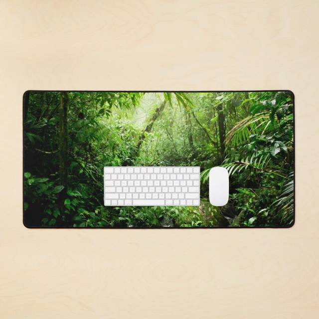 Desk Mat Warm Glow Rainforest Creek Large Gaming Mouse Pad 35x16 inch