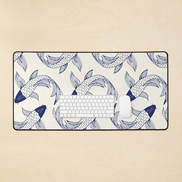 Desk Mat Japanese Koi Fish Pattern Large Gaming Mouse Pad 35x16 inch