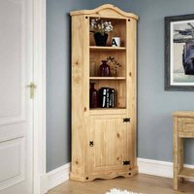 Corona 1 Door Corner Bookcase, Brown