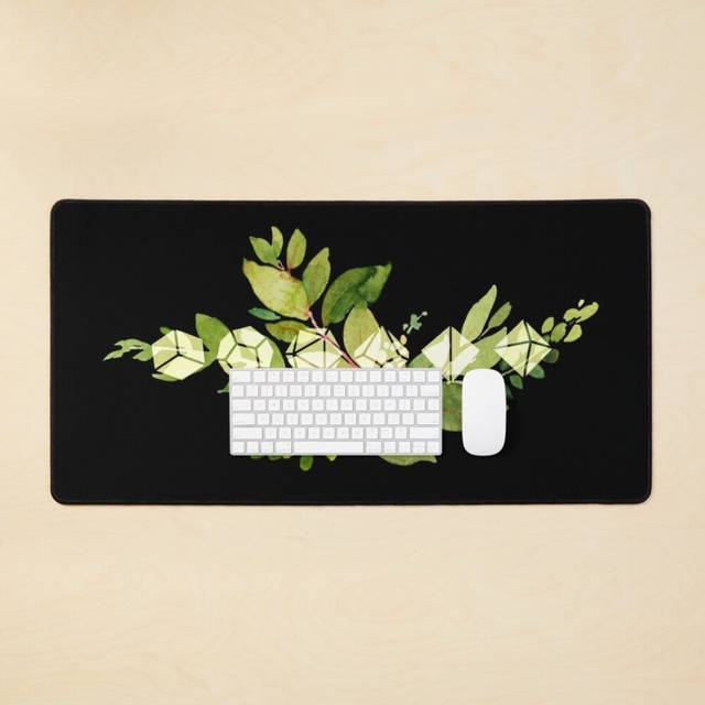 Desk Mat Green Leaves Dice Large Gaming Mouse Pad 35x16 inch