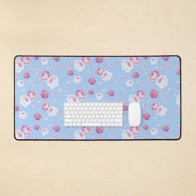 Desk Mat floral dice Large Gaming Mouse Pad 35x16 inch