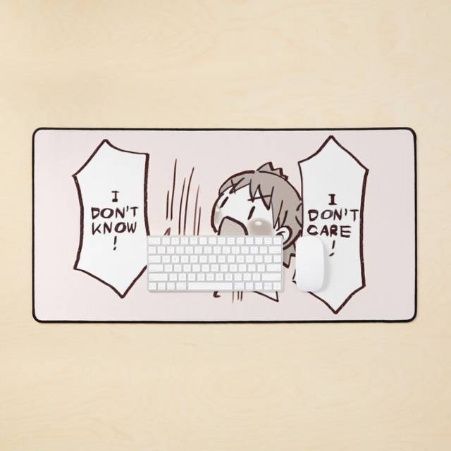 Desk Mat I draw yotsuba says i don't know i don't care / yotsubato Large Gaming Mouse Pad 35x16 inch
