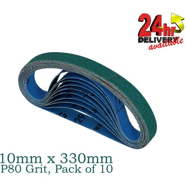 Norton R929 File Belt 10mm x 330mm P80 Grit 66623303270 Pack of 10