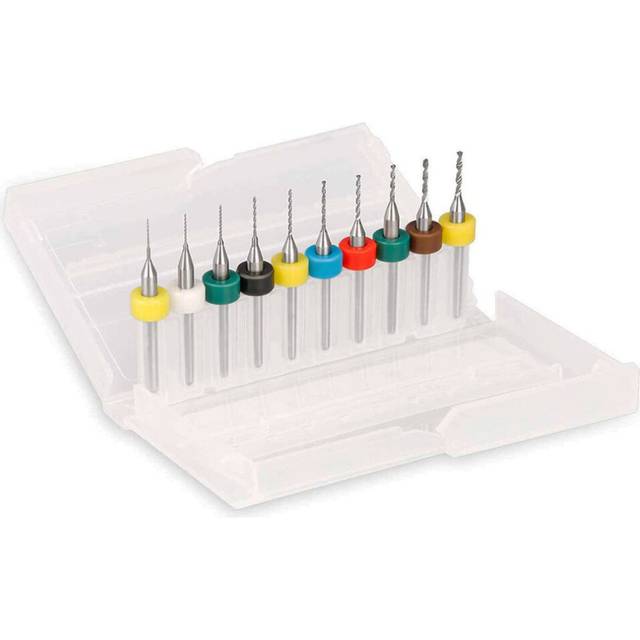 Drillpro 50pcs PCB Drill Bits Set 0.3mm-1.2mm Spiral Flute Carbide for Jewelry CNC Engraving Print Circuit Board Stone Dremel