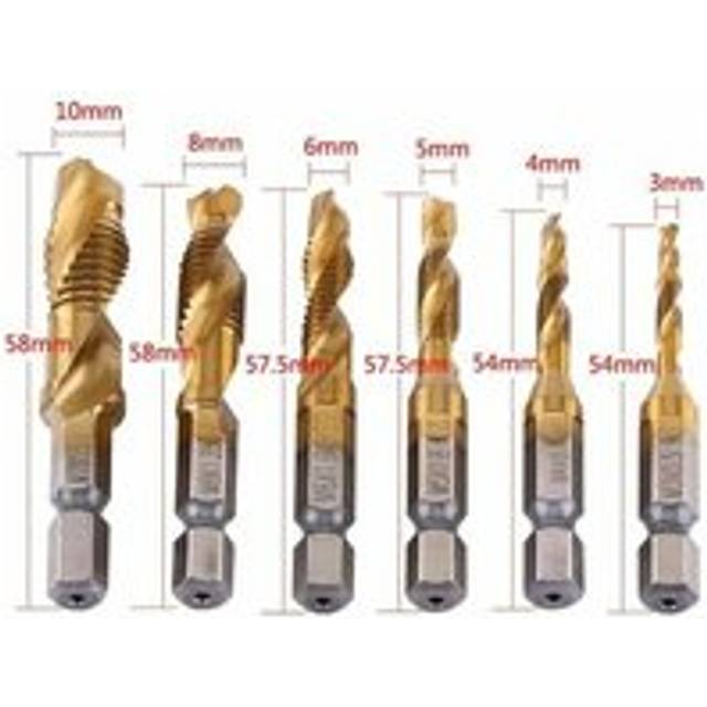 Rose - M3-M10 Tapping Drill Bit, Screwdriver Tapping Bit, High Speed Steel Tapping Drill Bit, Hexagonal Twist Drills with Titanium Coating, Twist
