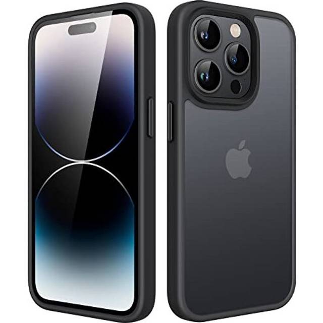 Matte Case for iPhone 14 Pro Max 6.7-Inch, Shockproof Military Grade Drop Protection, Frosted Translucent Back Phone Cover, Anti-Fingerprint (Black)