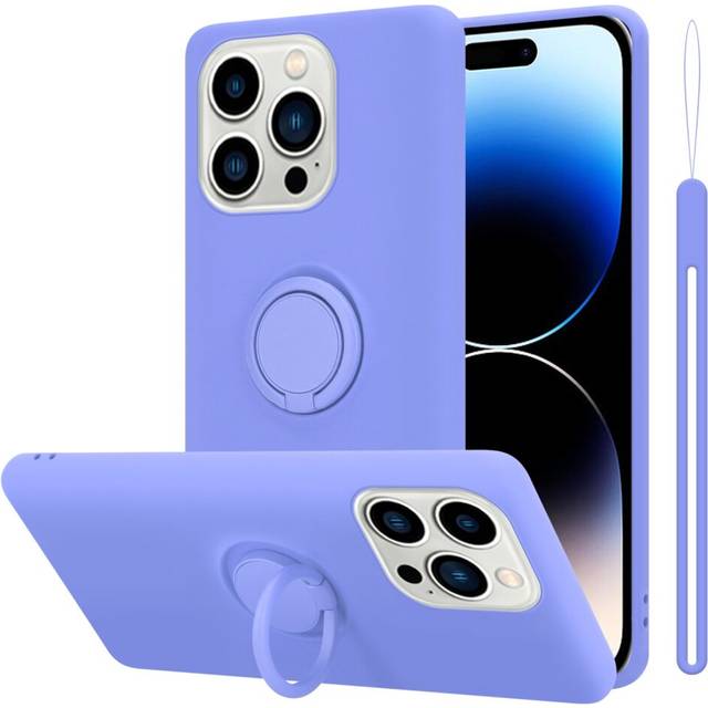 (LIQUID LIGHT PURPLE) Cadorabo Case for Apple iPhone 14 PRO Cover Protection TPU Silicone Gel Back Case Fokus Ring