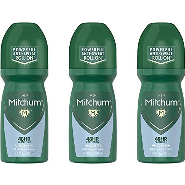 Mitchum Roll-On Antiperspirant and Deodorant for Men  Unscented  3.4 Fluid Ounce?(Pack of 3)