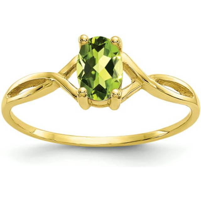 Quality Gold 10XBR233 10K Yellow Gold Polished Geniune Peridot Birthstone Ring - Size 7