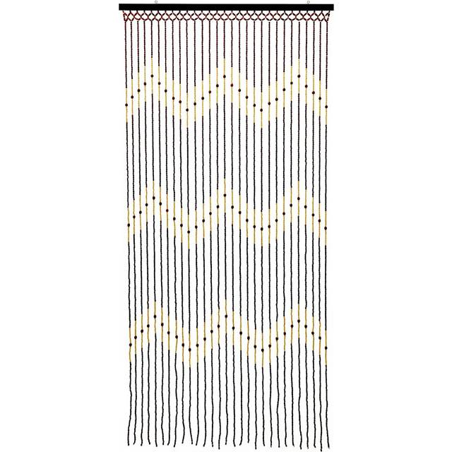 JVL Tuscany Hanging Wooden Beaded Door Curtain 90x180cm Waves, Multi