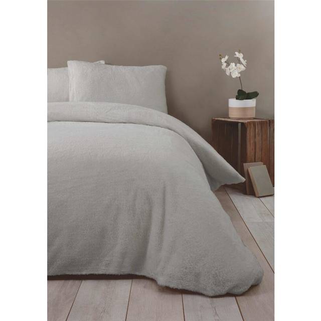Rapport Home King Teddy Duvet Set - Silver, Silver
