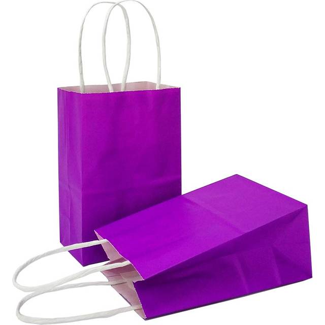 Gift Bags Mini Kraft Paper Bags with Handles(15 x 11 x 6 CM, Purple, 25 Pcs)
