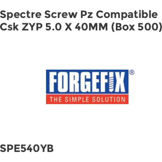 Spectre PZ Compatible Wood Screw CSK ZYP 5.0 x 40mm Box 500 FORSPE540YB