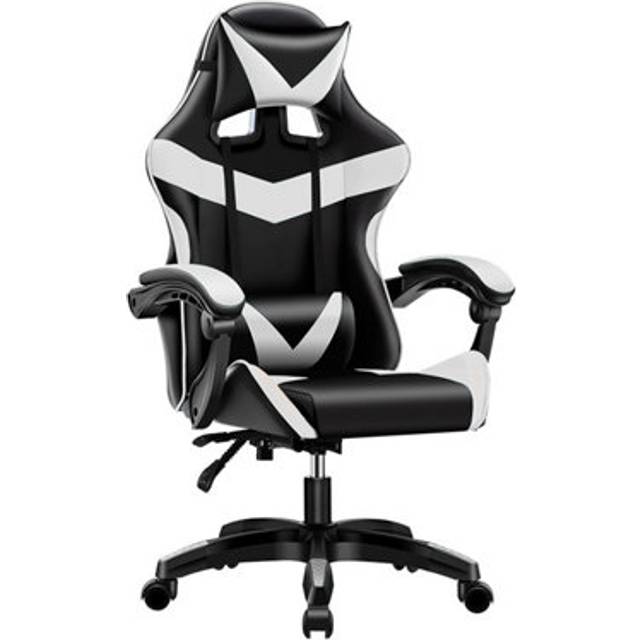 Black And White Stylish Adjustable Ergonomic Computer Office Desk Gaming Chair - One Size
