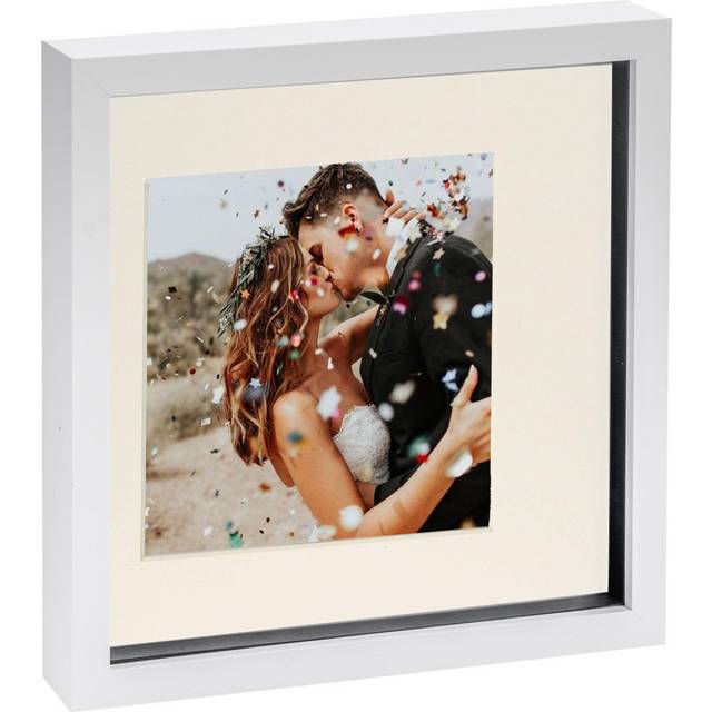 10" x 10" White 3D Box Photo Frame - with 6" x 6" Mount - Ivory Mount