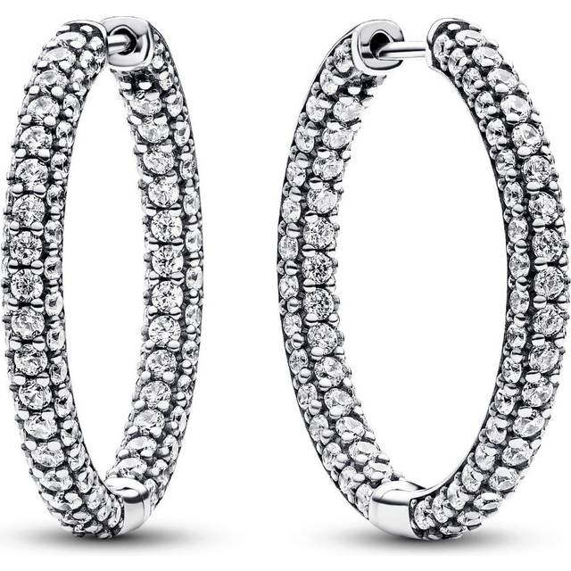 Pandora Earrings Pandora Timeless Pave Row Hoop Earrings 293016C01