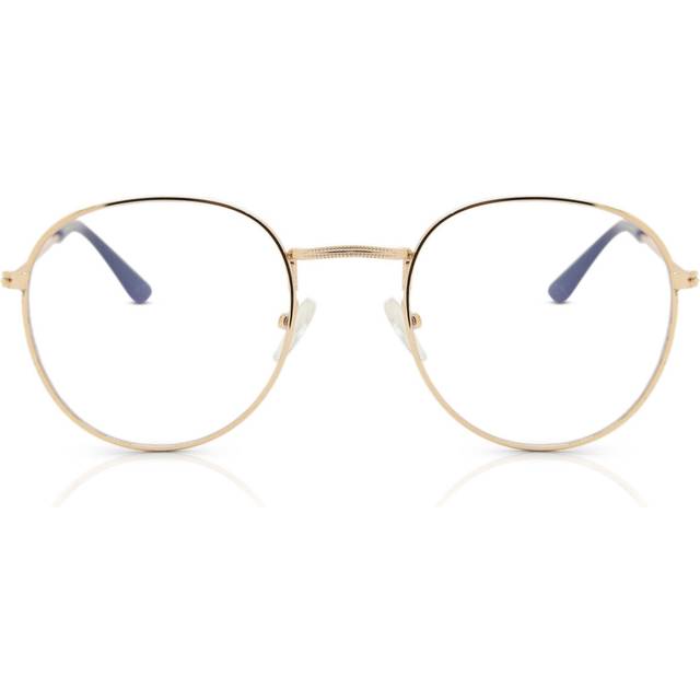 Round Full Rim Metal Women&#39;s Prescription Glasses Online Gold Size 50 - Free Lenses - Blue Light Block Available - SmartBuy Collection (50)