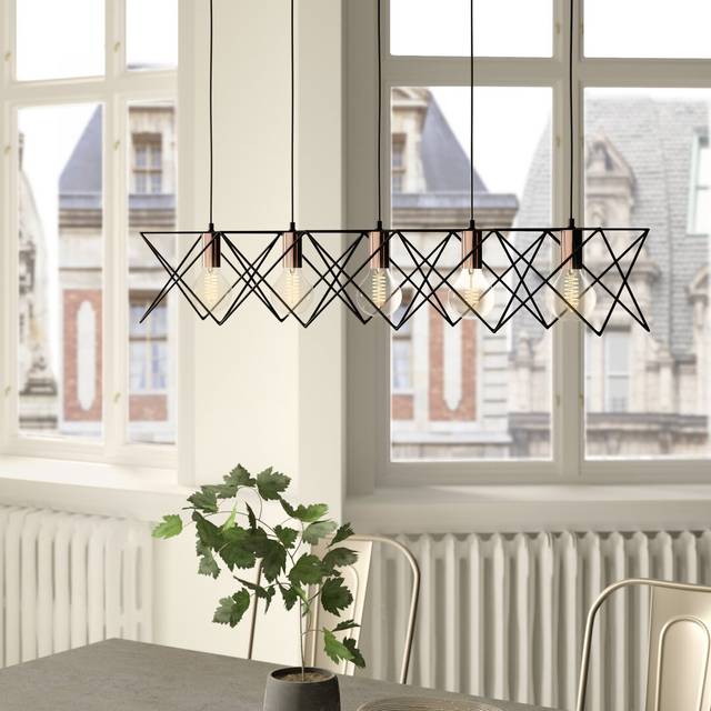Dar Lighting Group Dar MID0522 Midi 5 Light Bar Pendant Black