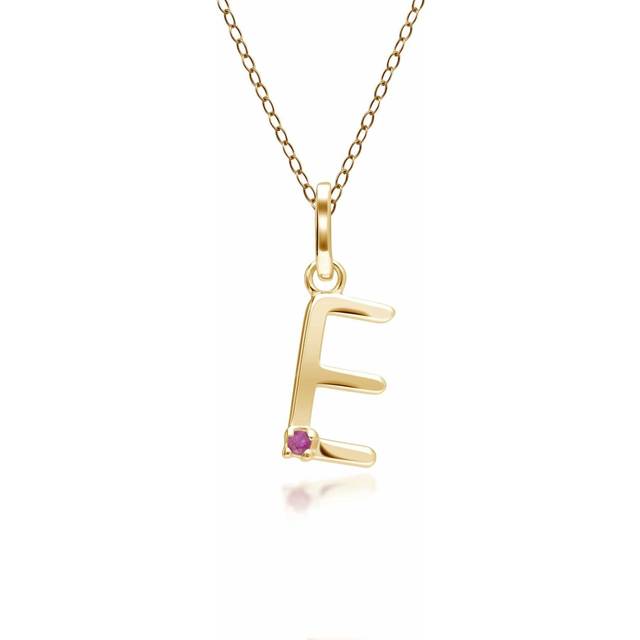 Initial Ruby Letter Necklace In 9ct Yellow Gold