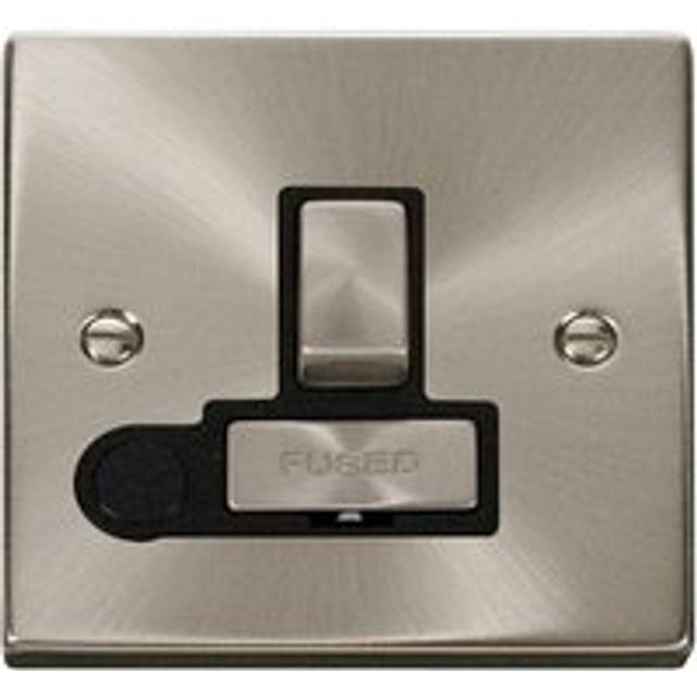 Click Scolmore Deco Satin Chrome 2 Gang Fused Connection Unit 13A With Black Ingot - VPSC551BK