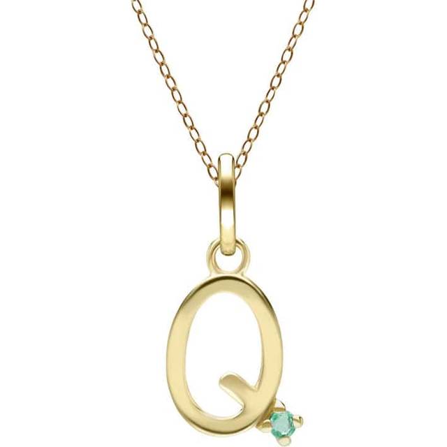 Initial Emerald Letter Necklace In 9ct Yellow Gold