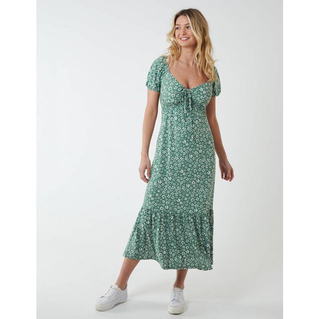 Blue Vanilla Womens Shirred Sweetheart Midi Dress - Green - Size 8 UK