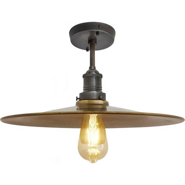 Brooklyn Flat Flush Mount, 15 Inch, Brass, Pewter Holder - Bronze - One Size