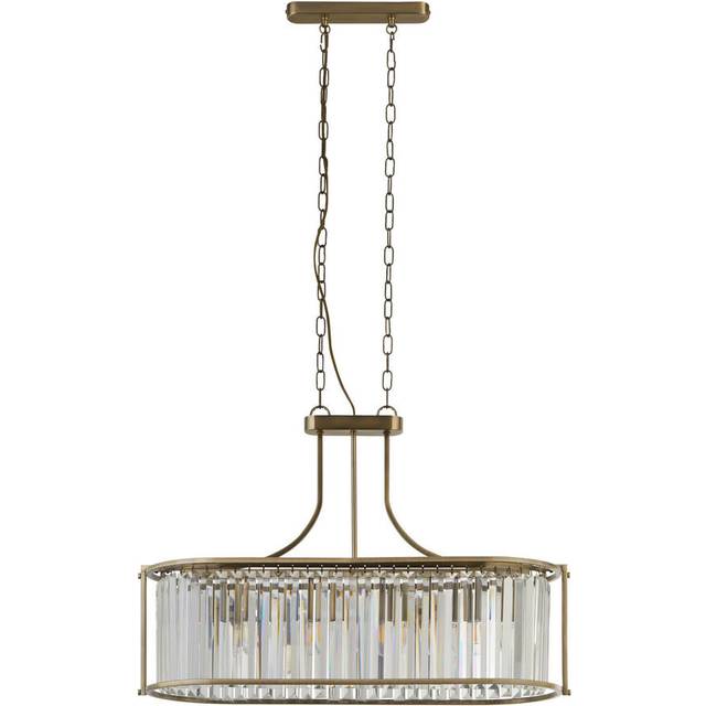 Searchlight 8095-5AB Victoria 5 Light Oval Pendant Antique Brass Clear