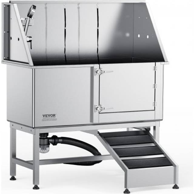 VEVOR Professionelle Hundepflegewanne 1574,8mm Edelstahl Tierbadewanne Hundewaschstation 200kg Hunden Pflege Dusche Hundewaschanlage Haustierpflegewanne mit rechten T&#xFC;r Hundedusche Waschwanne