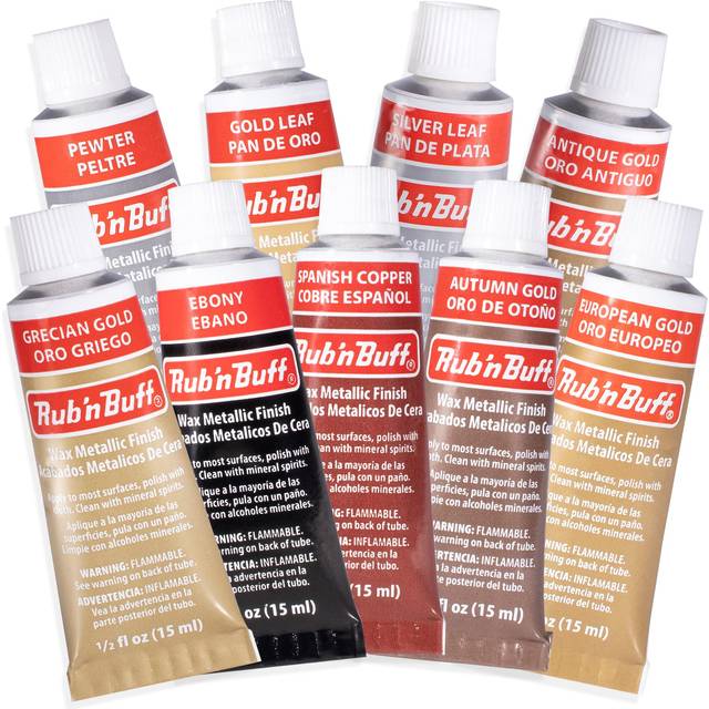 AMACO Rub n Buff Wax Metallic Finish 9 Color Kit - Antique Gold Europe