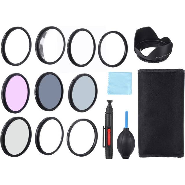 (72mm) Close-up +1/+2/+4/+10 UV CPL FLD ND2/4/8 49/52/55/58/62/67/72/77mm Lens Filter Hood Cap Blower Brush Kit Set