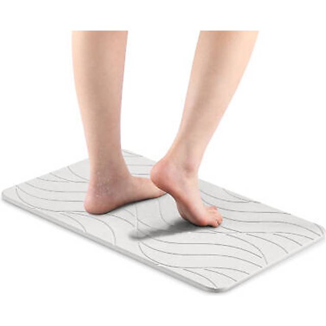 Diatomaceous Earth Bath Mat - Ivory Diatomite Stone Floor Mat For Bathroom And Shower At Home - Quick Dry, Non Slip, Absorbent 60 x 39 cm