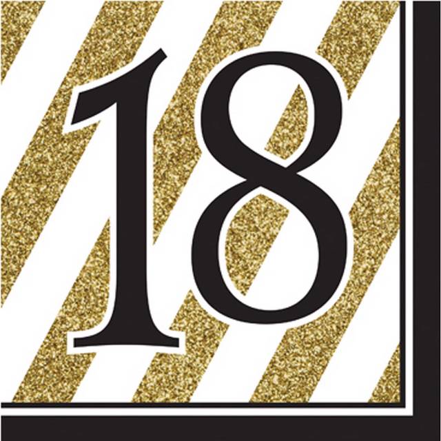 (30, Black/Gold) Creative Converting Black And Gold Milestone Napkins (Pack Of 16)