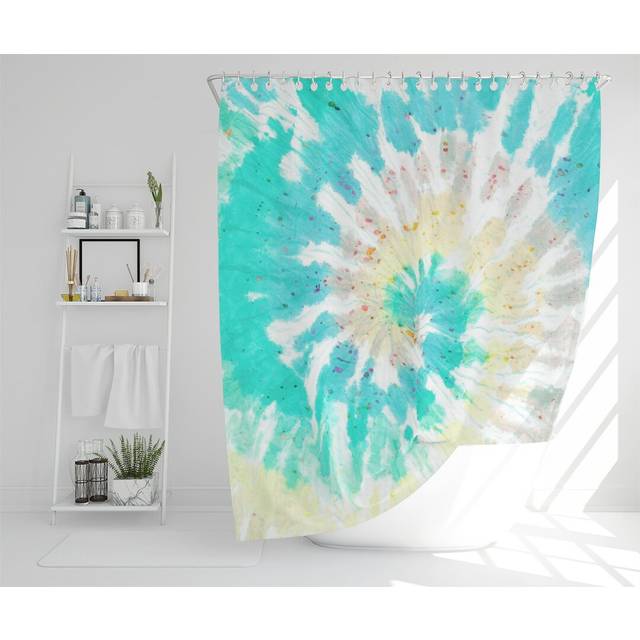 Tie Dye Pattern Shibori Print Designer Shower Curtain (167cm H X 167cm W)